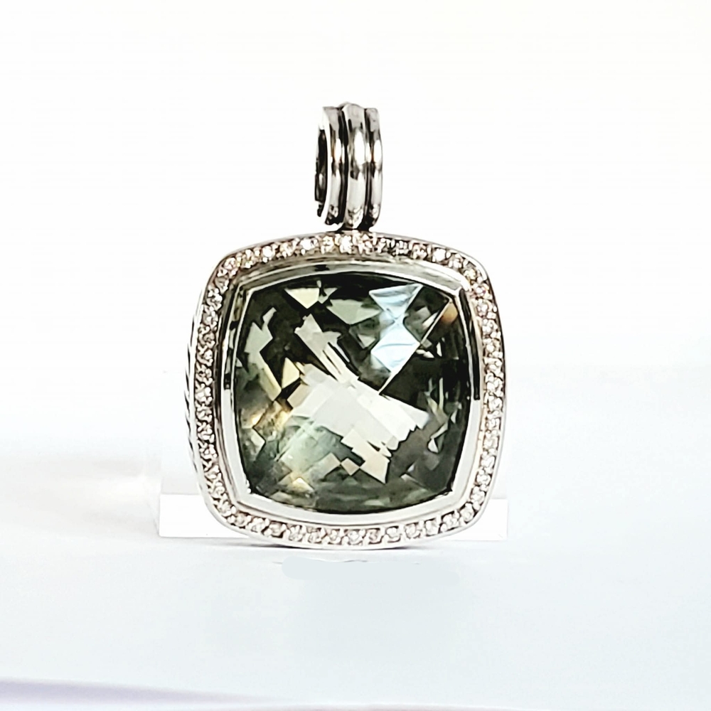 David Yurman Albion 20mm Prasiolite & Diamond Pendant Enhancer